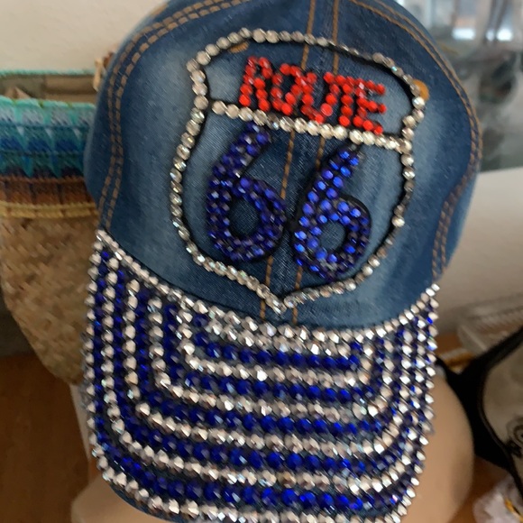 Route 66 blue jean bling hat NWT adjustable - Picture 4 of 4